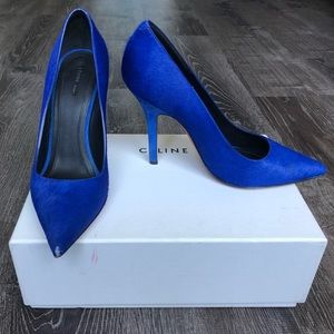Céline Cobalt Blue PonyHair Suede PointedToe Pumps